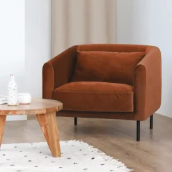 WINSEN Fauteuil en velours pieds droits en métal