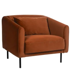 WINSEN Fauteuil en velours pieds droits en métal