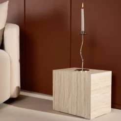 YORK Table d'appoint effet travertin 35x25cm