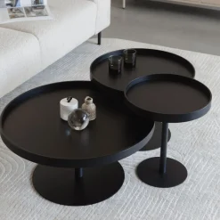 YURI Table d'appoint ronde en bois et métal ø45cm