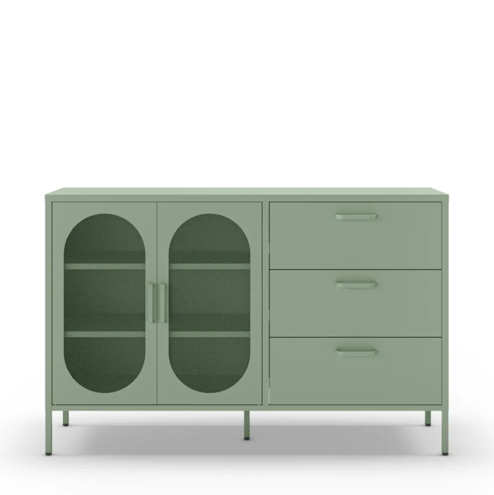 ZIO Buffet 2 portes 3 tiroirs en métal L140cm