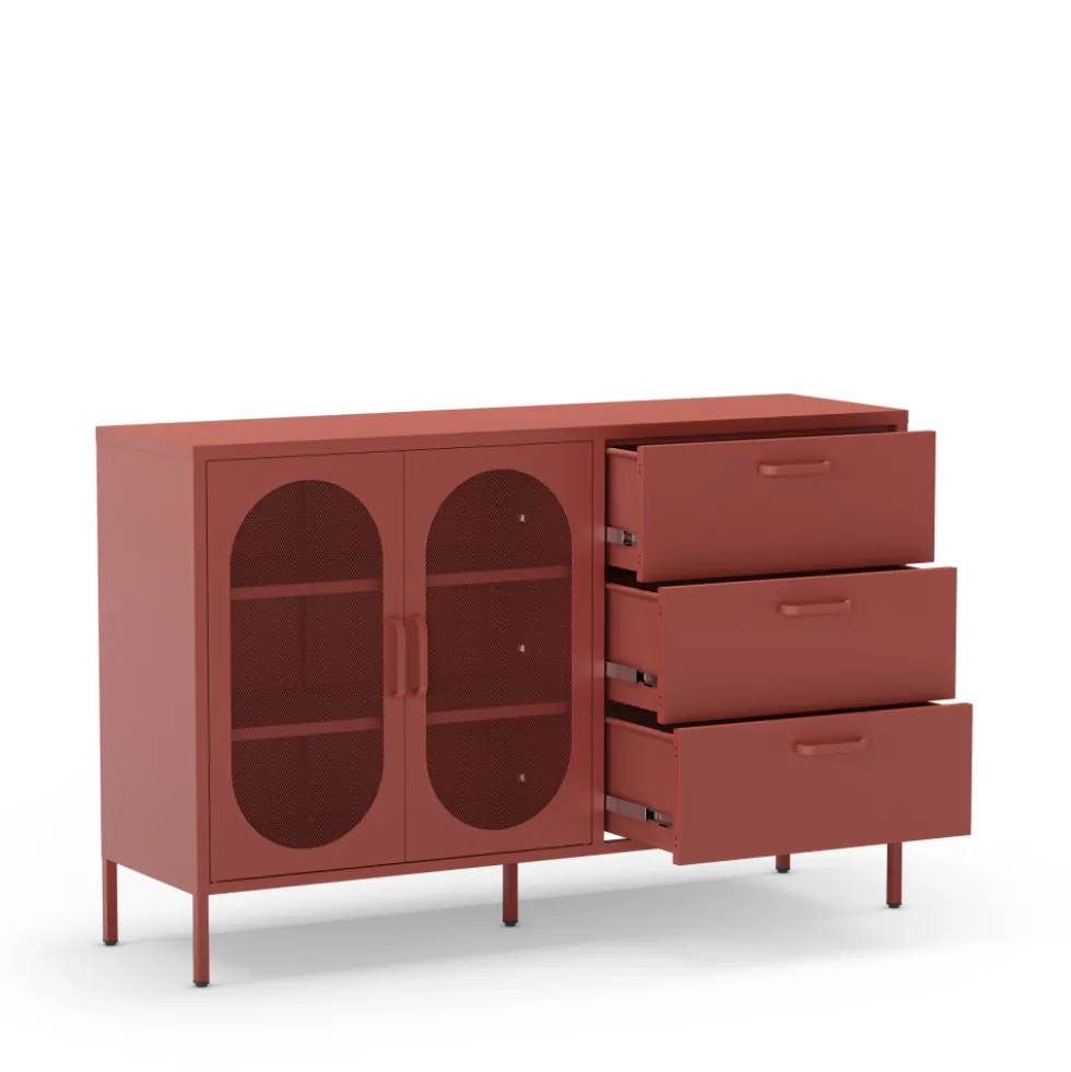 ZIO Buffet 2 portes 3 tiroirs en métal L140cm