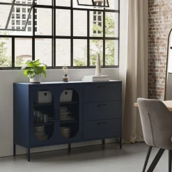 ZIO Buffet 2 portes 3 tiroirs en métal L140cm