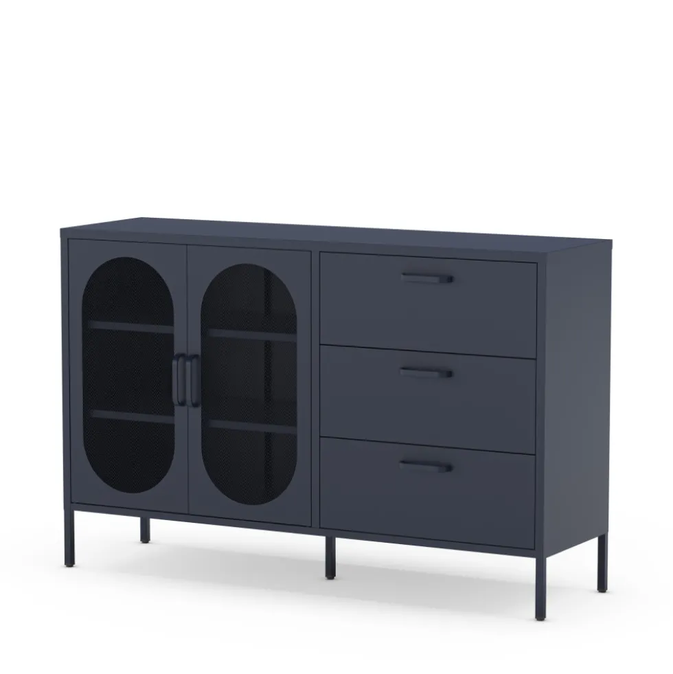 ZIO Buffet 2 portes 3 tiroirs en métal L140cm