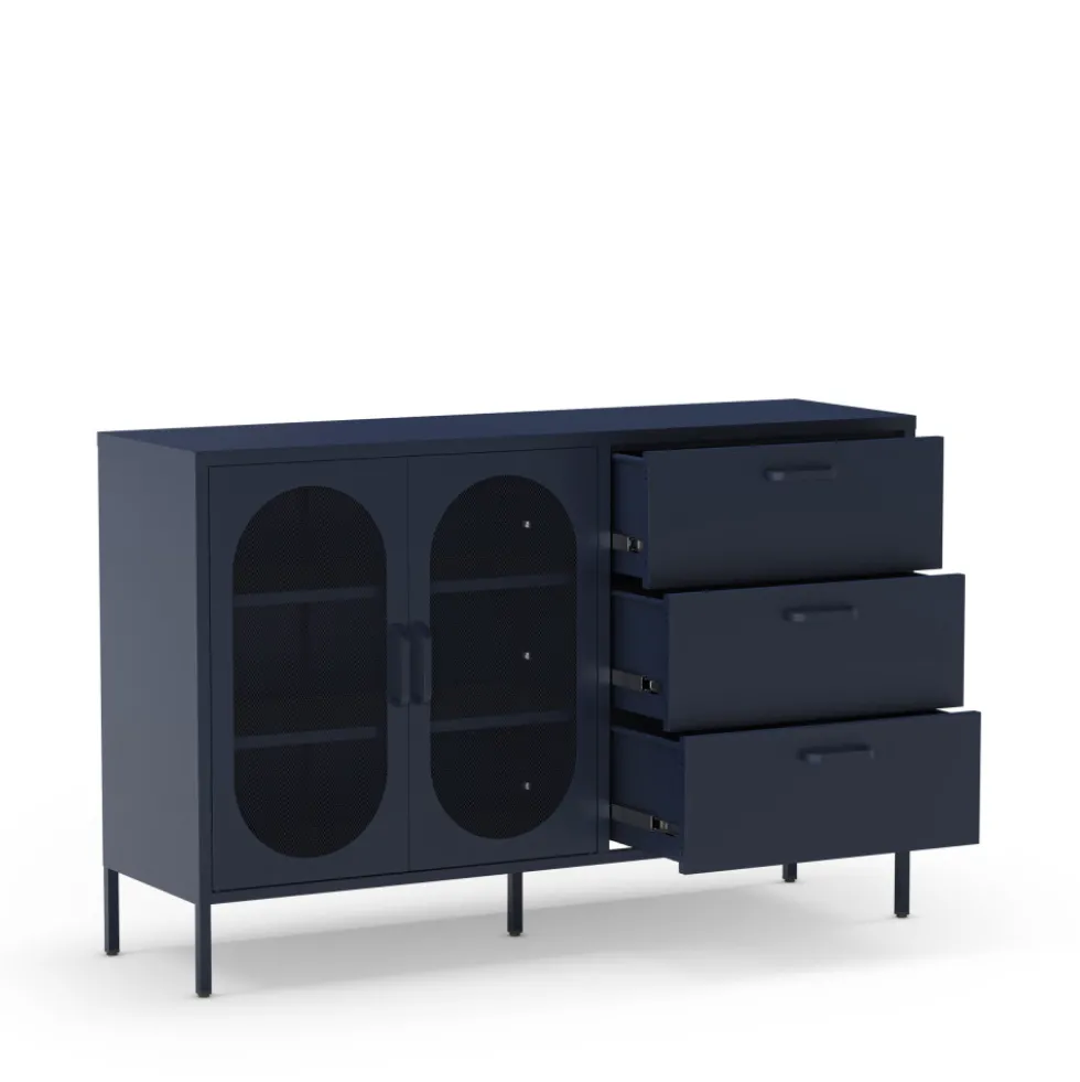 ZIO Buffet 2 portes 3 tiroirs en métal L140cm