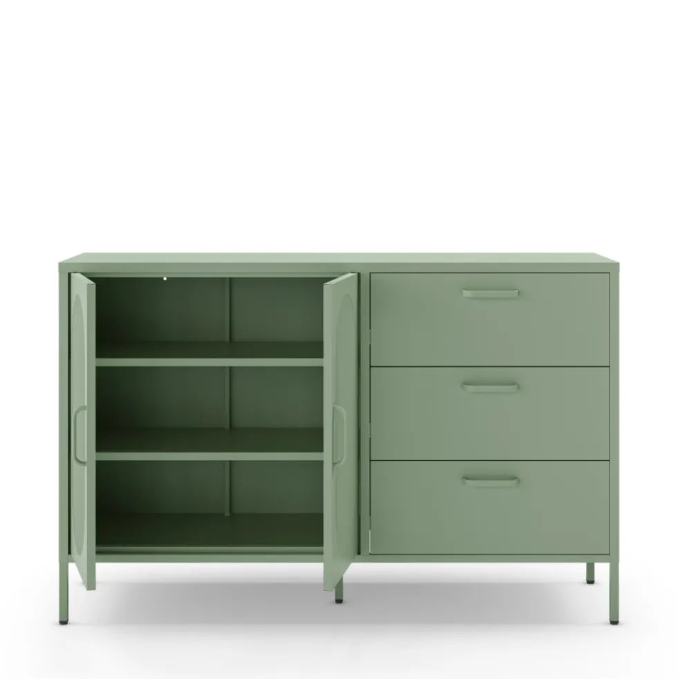 ZIO Buffet 2 portes 3 tiroirs en métal L140cm