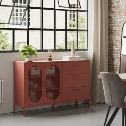 ZIO Buffet 2 portes 3 tiroirs en métal L140cm