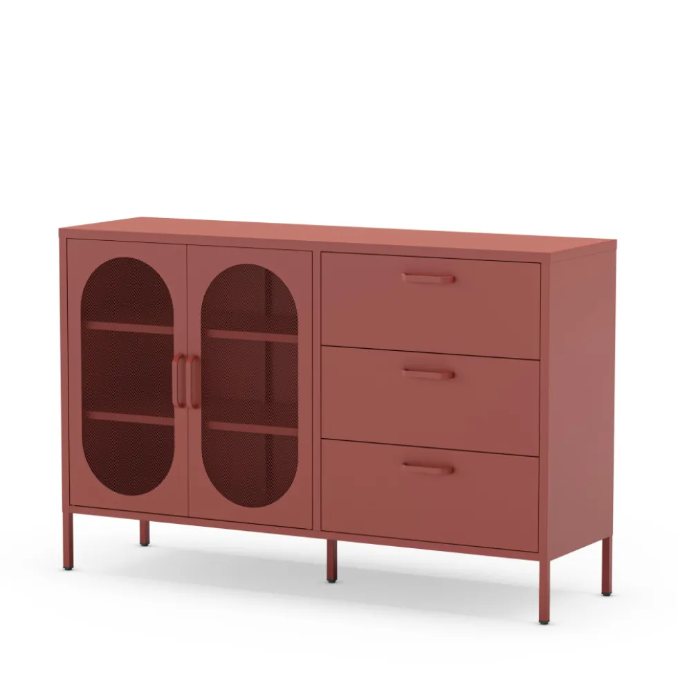 ZIO Buffet 2 portes 3 tiroirs en métal L140cm