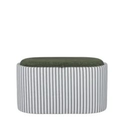 ZOÉ Banc ovale en tissu avec plateau et rangement L77cm