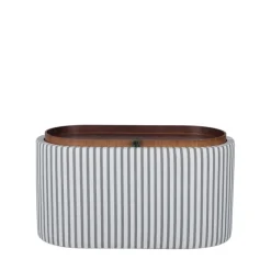 ZOÉ Banc ovale en tissu avec plateau et rangement L77cm