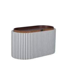 ZOÉ Banc ovale en tissu avec plateau et rangement L77cm