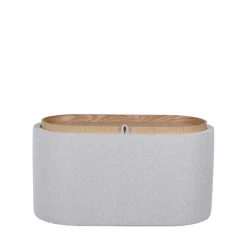 ZOÉ Banc ovale en tissu avec plateau et rangement L77cm