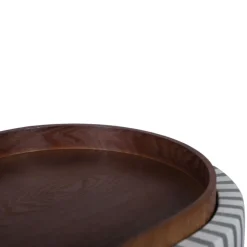 ZOÉ Pouf rond en tissu avec plateau et rangement ø40cm