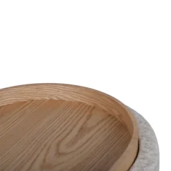ZOÉ Pouf rond en tissu avec plateau et rangement ø40cm